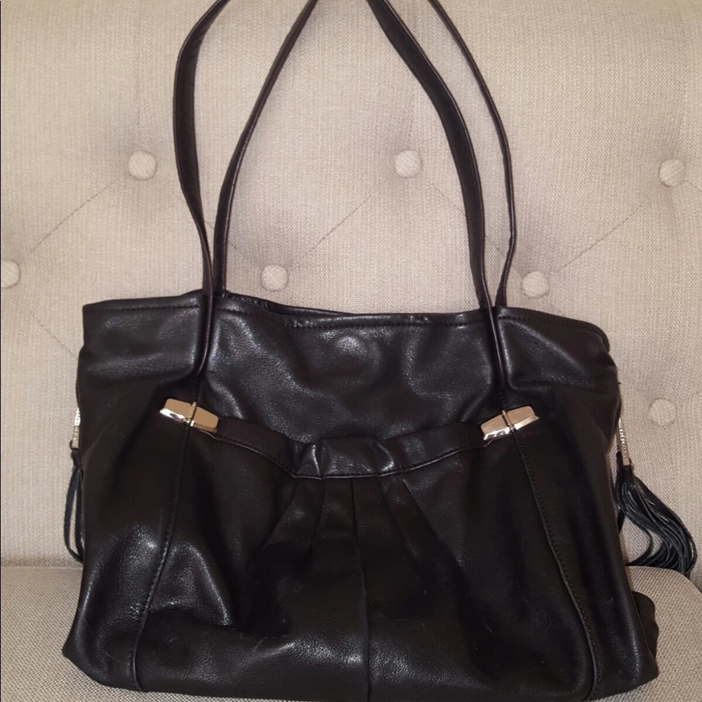 B Makowsky Black Leather Shoulder Bag